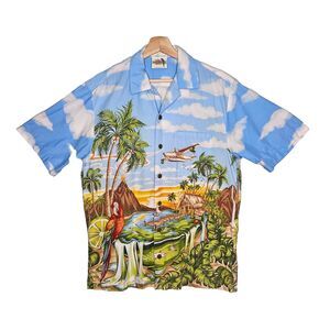 MARGARITAVILLE Jimmy Buffet BBQ Shirt Men's M Short Sleeve Button Down Casual